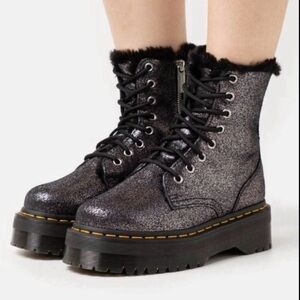 Dr. Martin Jadon faux fur lined platform glitter boots, size 9L